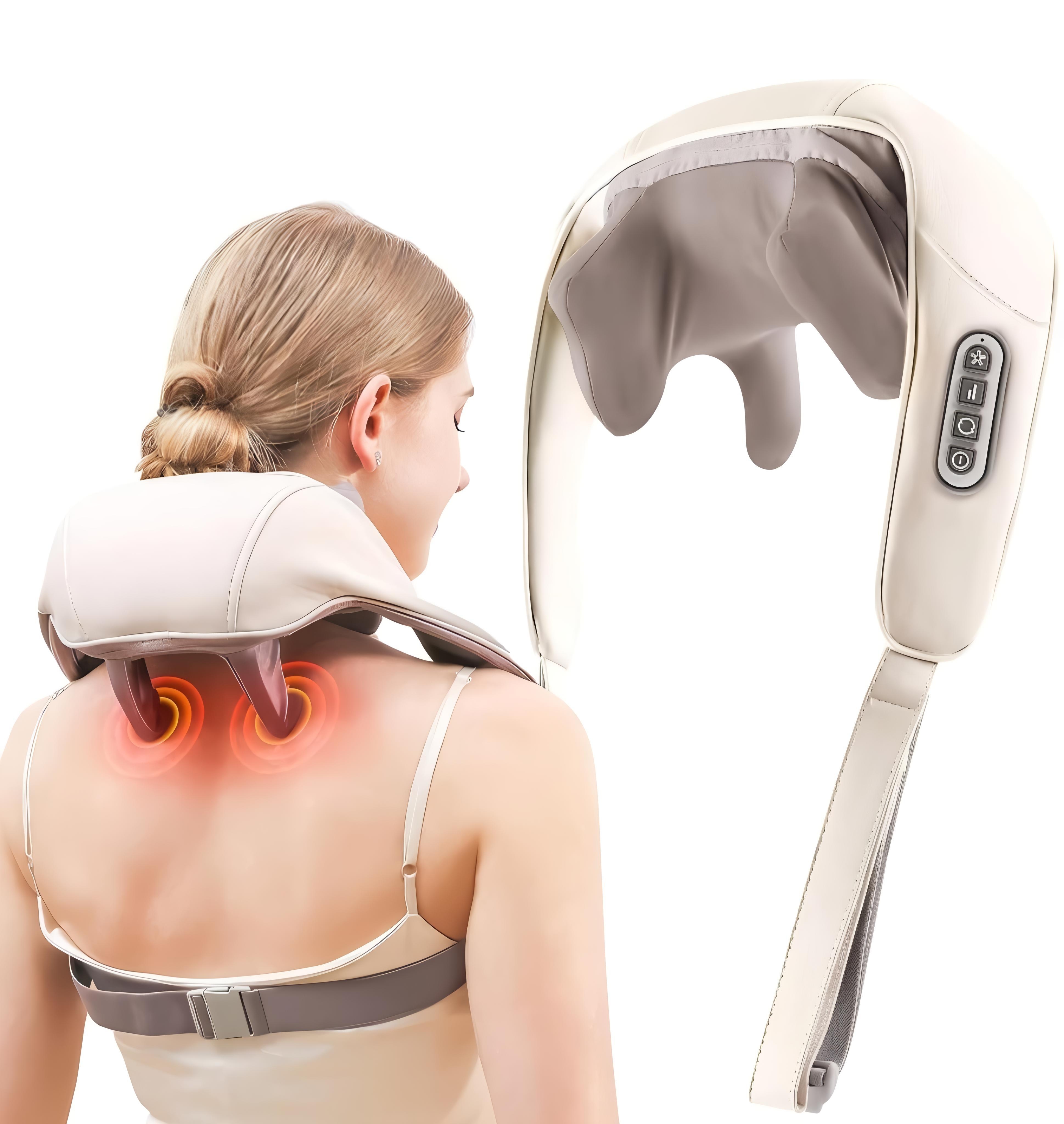 Neck and back massager for cervical pain relief. (black)